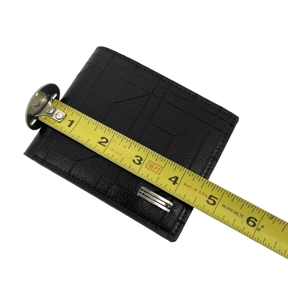 Men's Brown Bifold Wallet Money Clip Geometric Pattern Credit Card ID Window